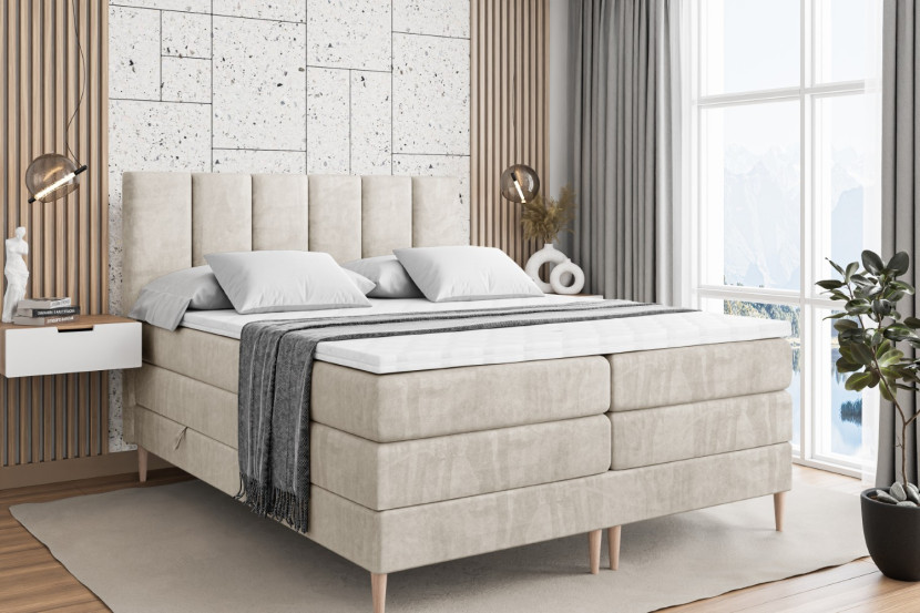 Łóżko kontynentalne - pojemnik, materac, nóżki BOXI1-FD KING 120x200cm