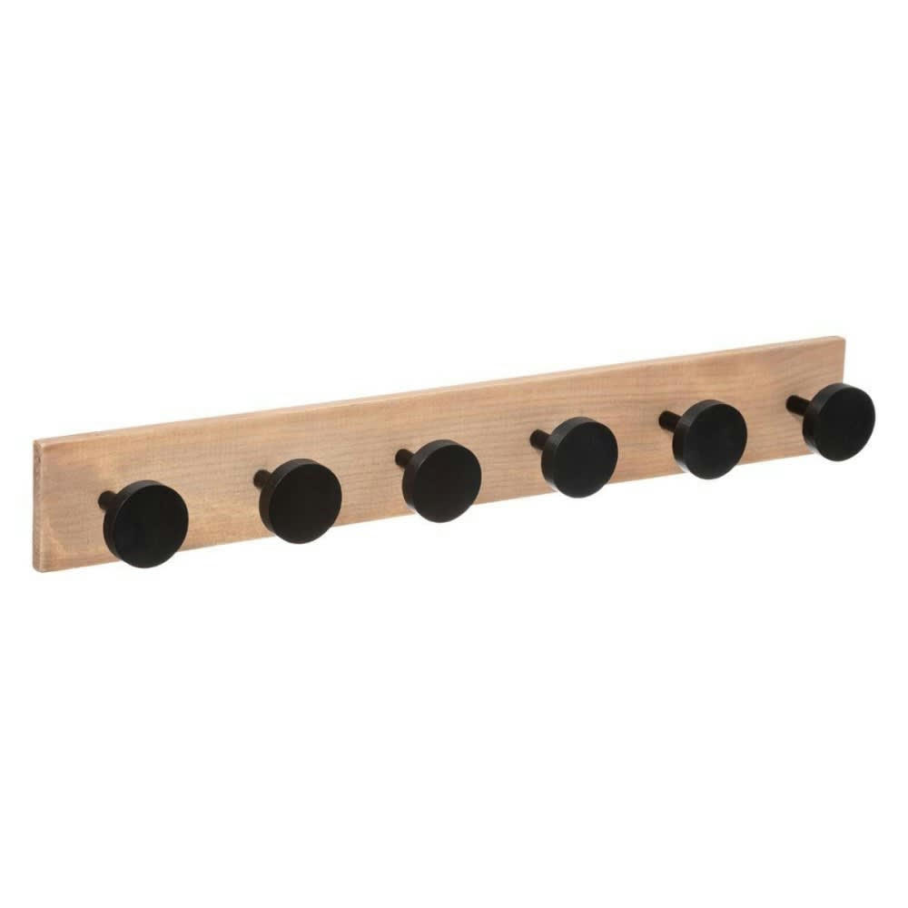 - Patère bois 6 têtes noir