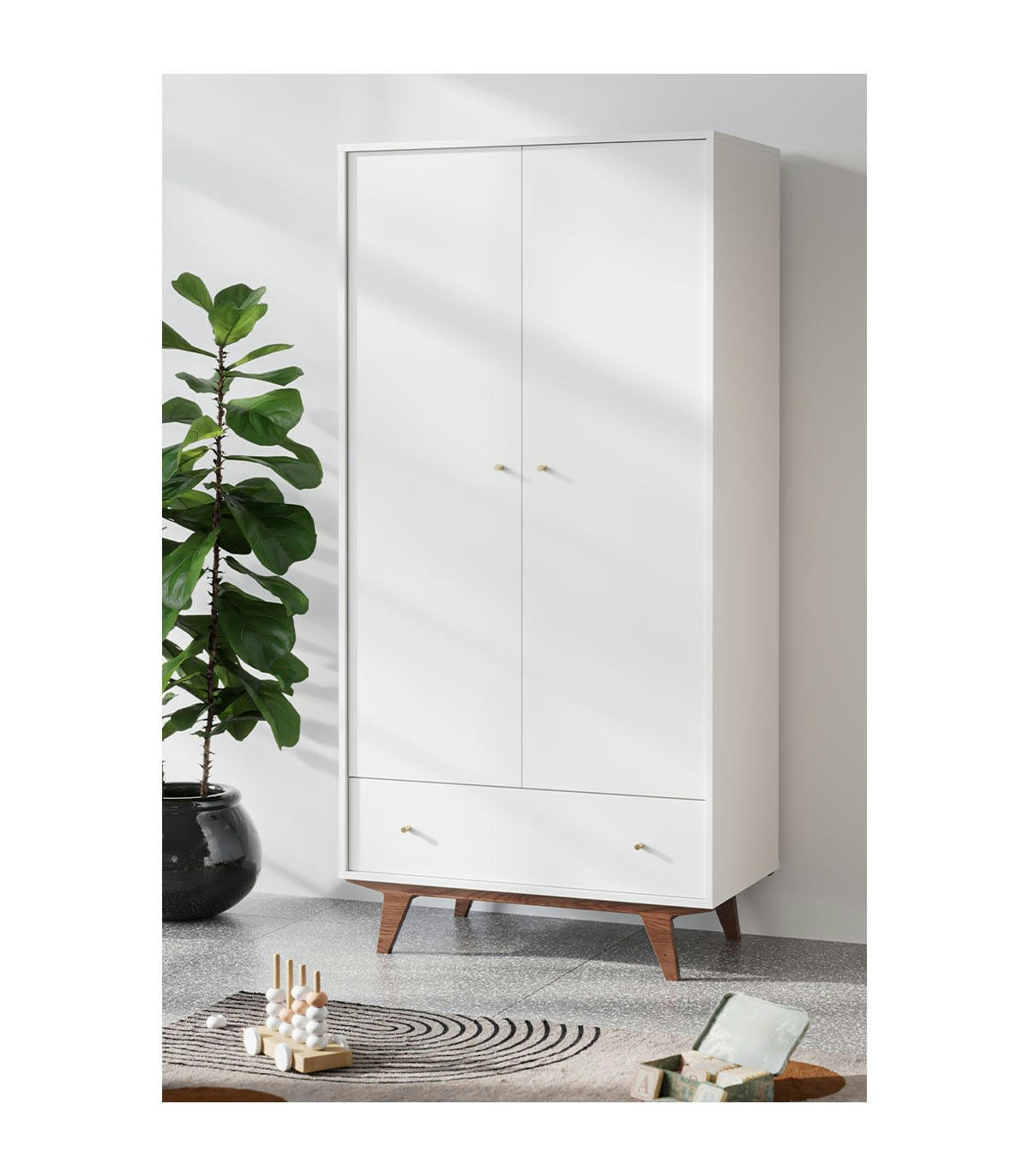 MID - Armoire 2 portes 1 tiroir - H185 cm