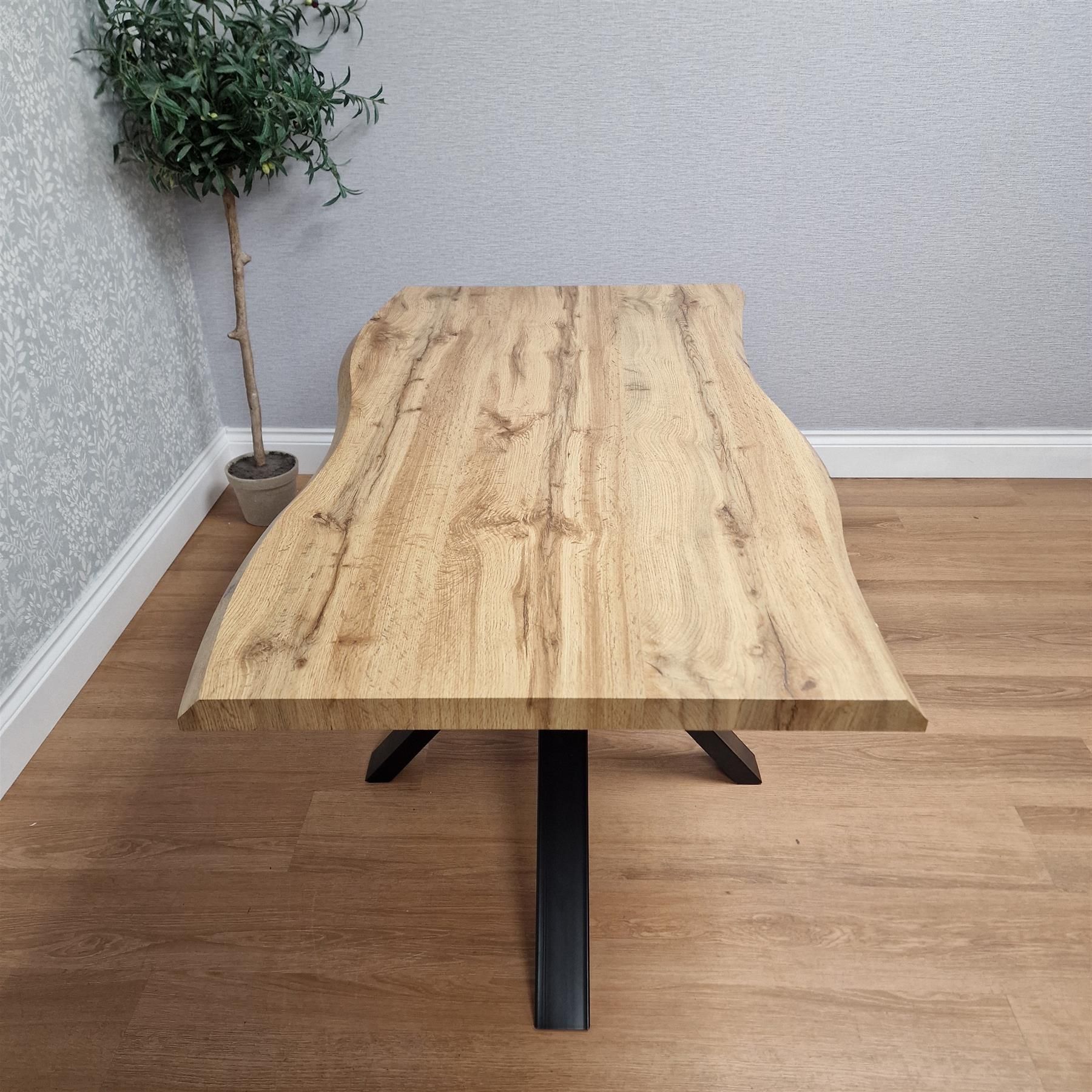KOSY KOALA Durable Wooden Dining Table with X-Shaped Iron Legs, Curved Edge for Dining, Work, or Study (Length 140cm)