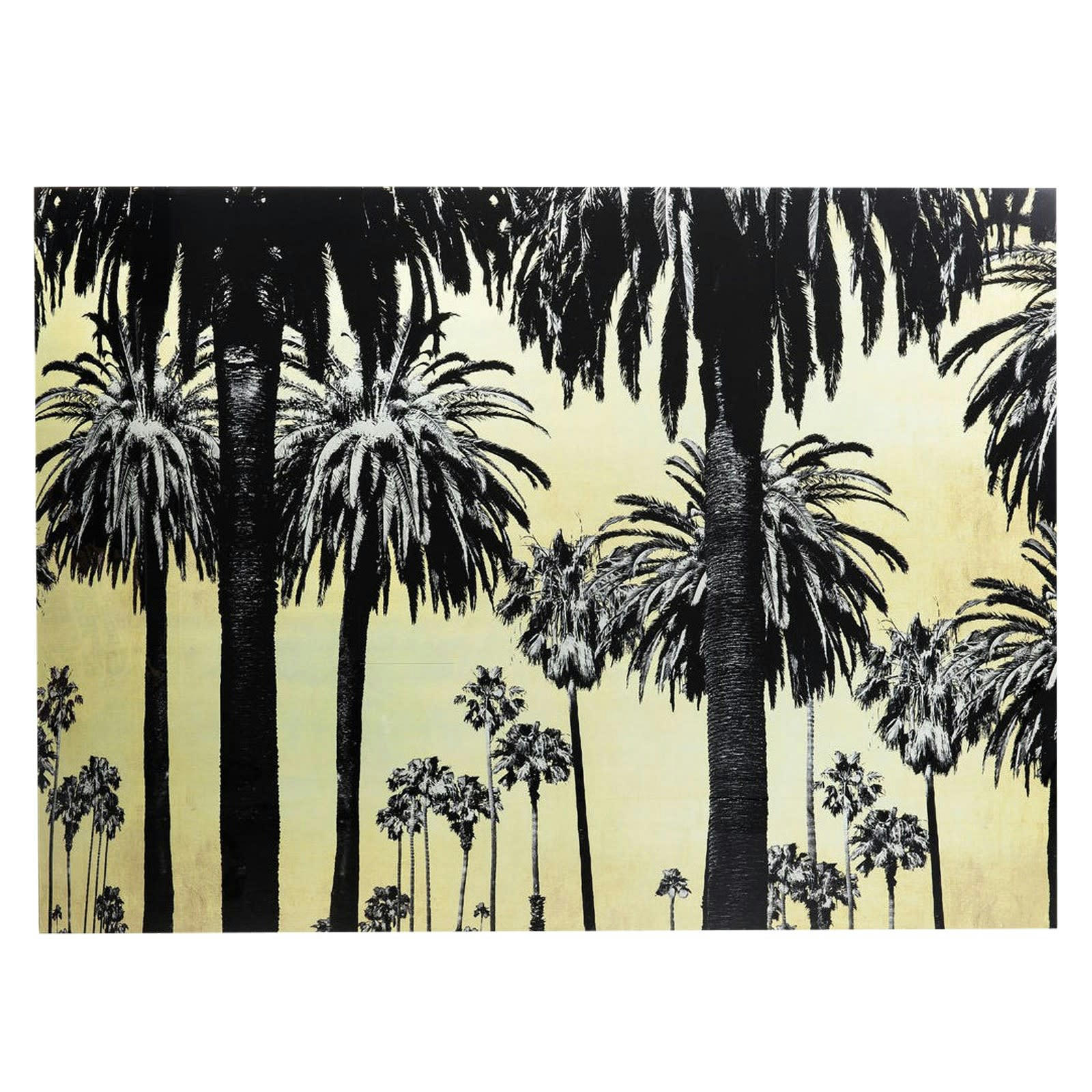METALLIC PALMS - Tableau palmiers sur fond doré en verre 180x120