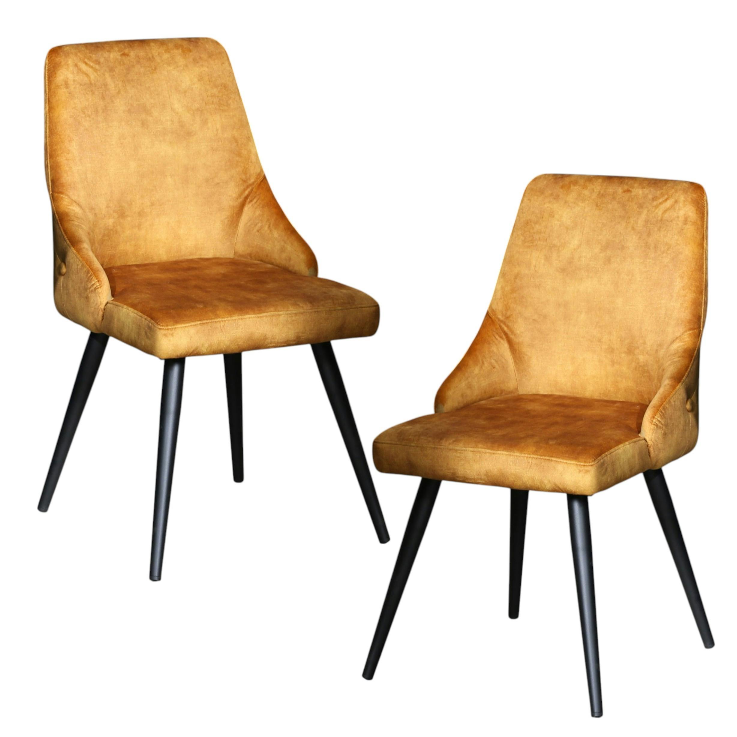 Chaise en velours ocre (lot de 2) MALMOE