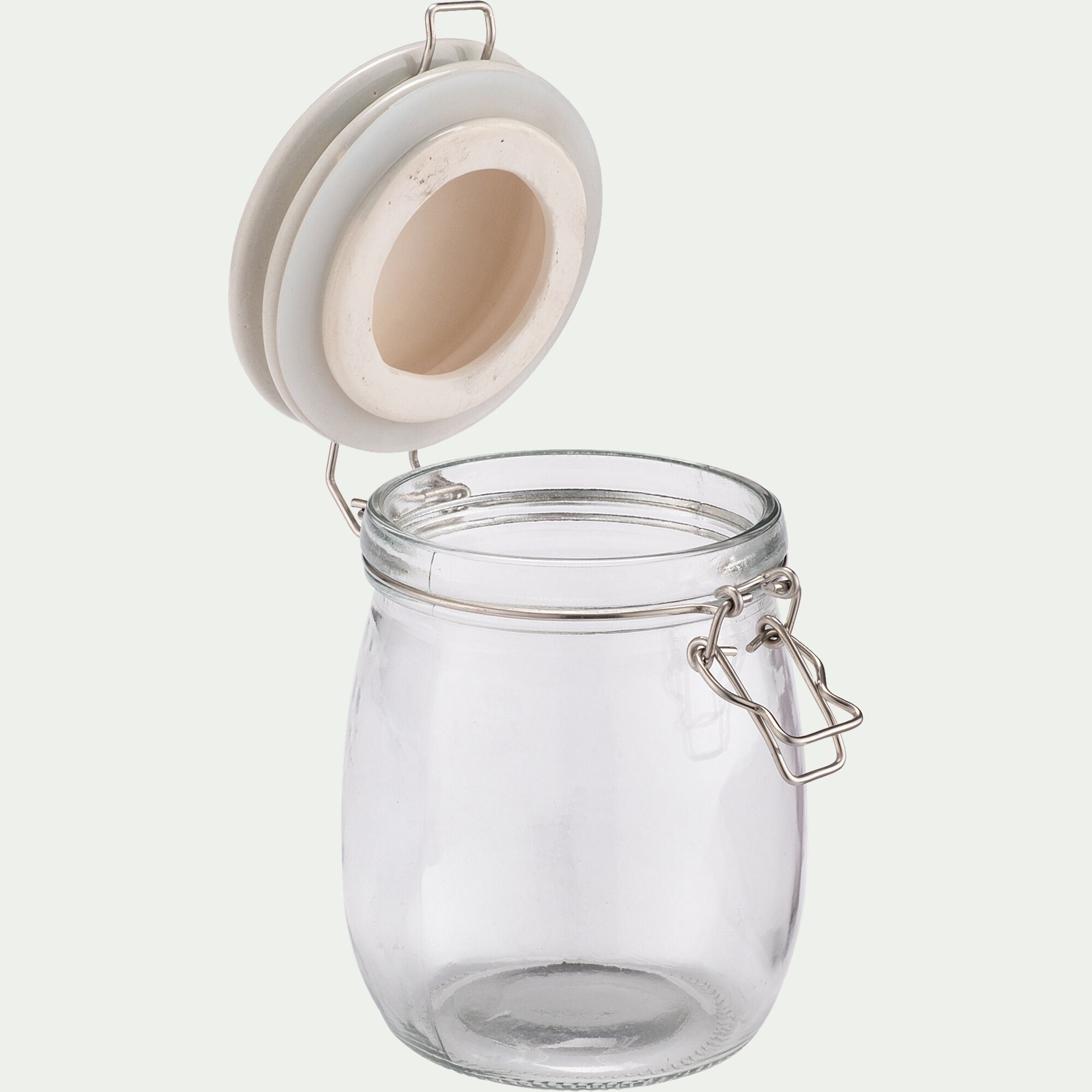 BAIA - Bocal en verre avec couvercle en céramique 75cl - transparent