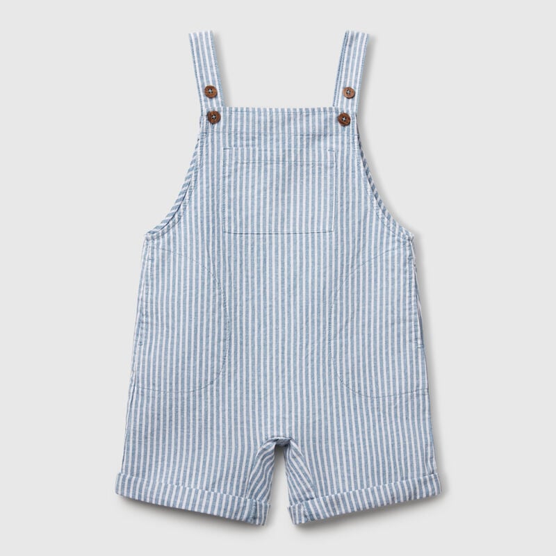 Striped dungarees in linen blend