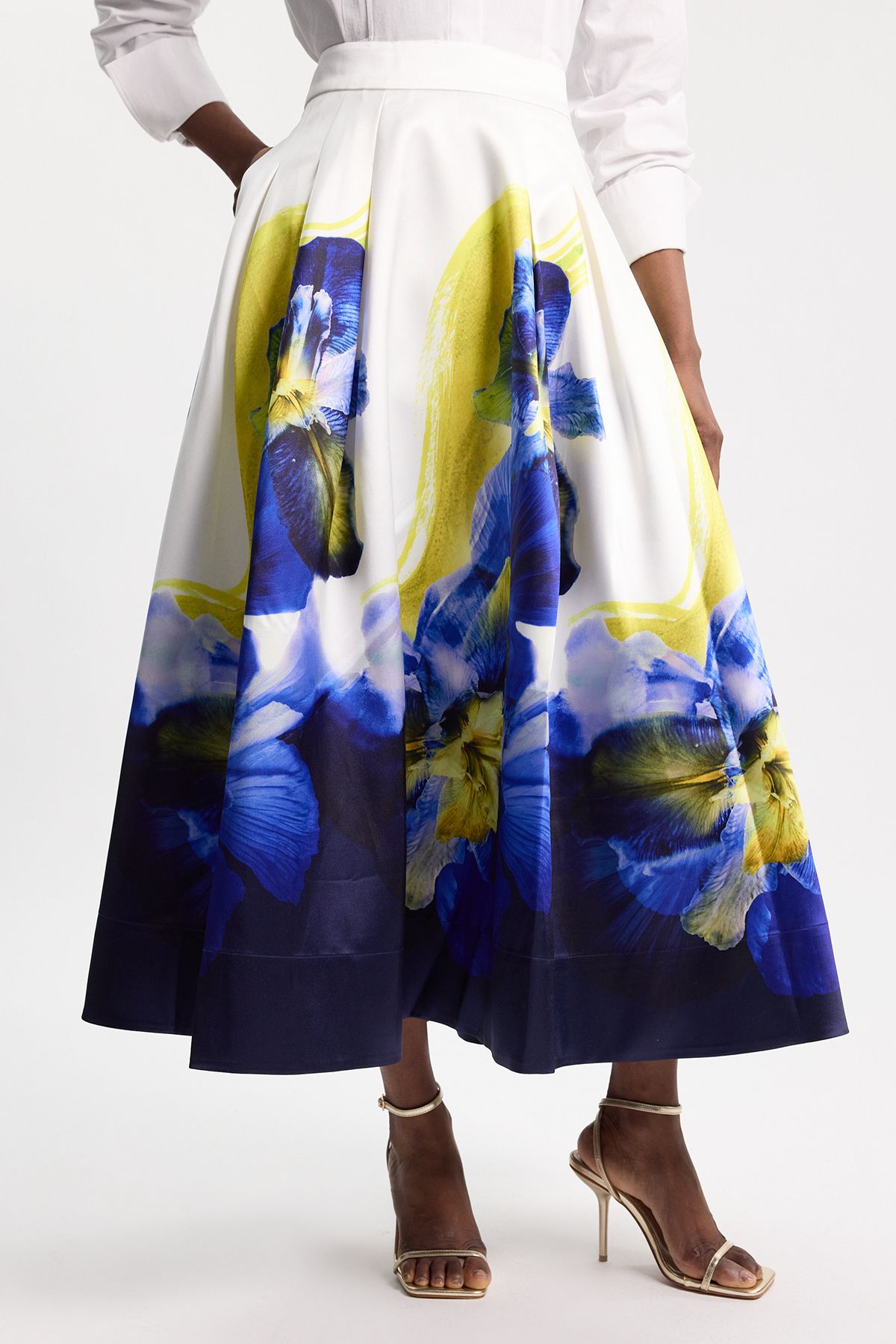KarenMillen Photographic Floral Twill Prom Skirt