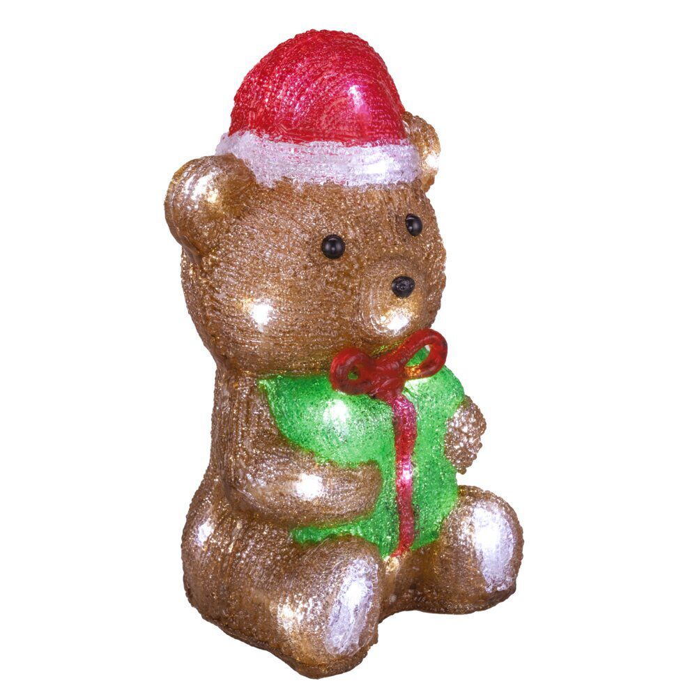 Décoration de No&euml;l ext ourson avec cadeau acrylique 30LED blanc froid H30cm