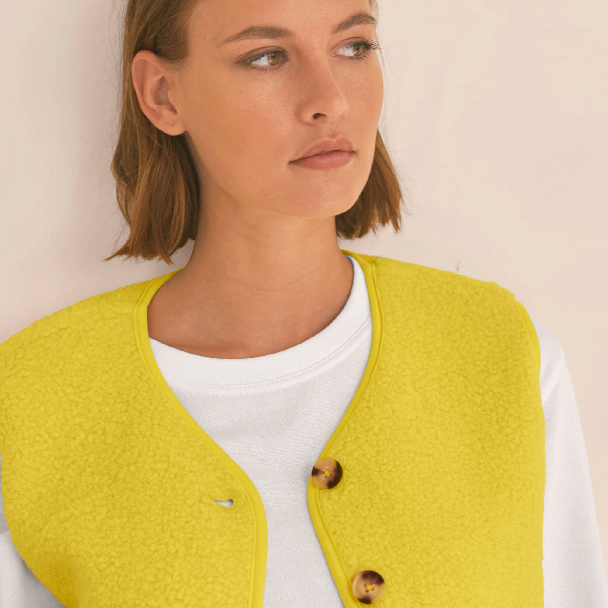 Veste sans manches, maille bouclette
