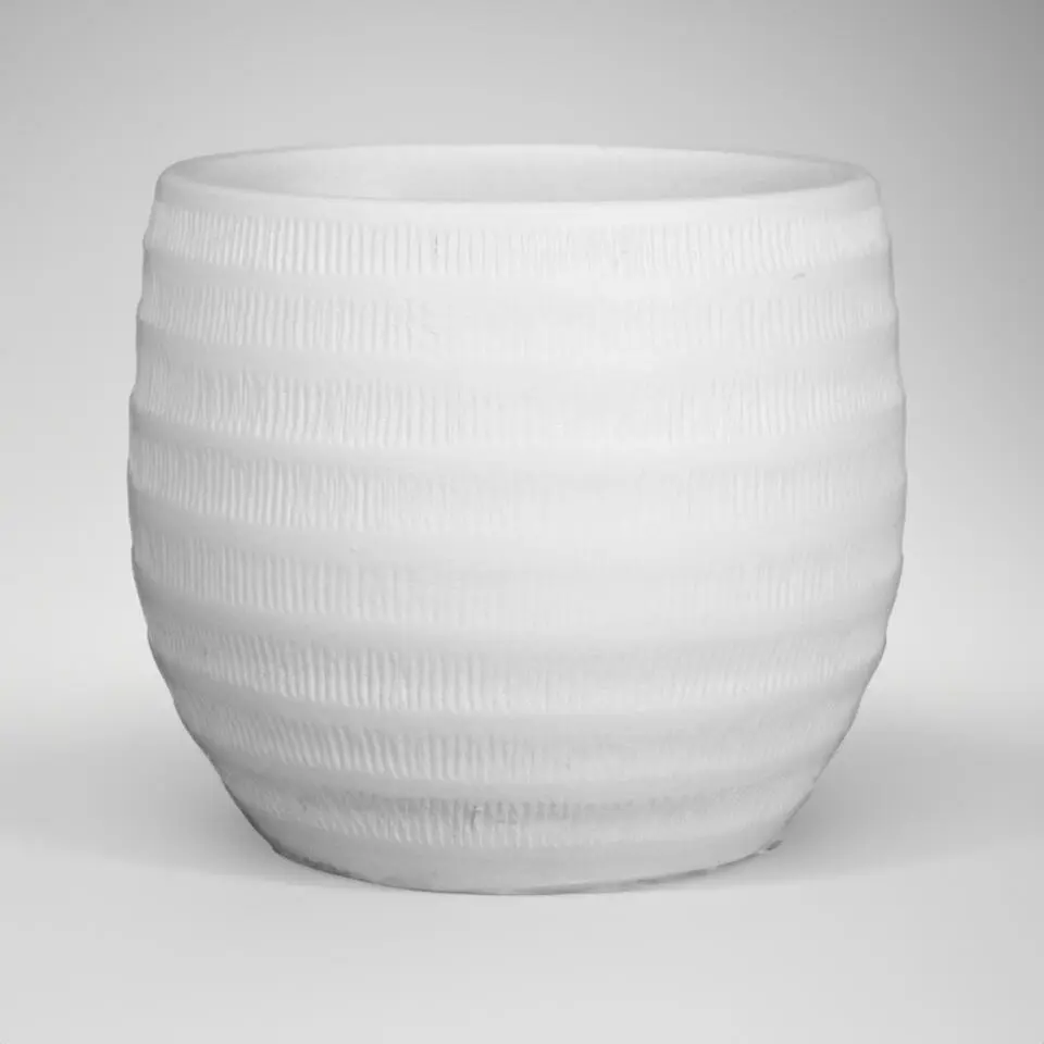 Floran Bloempot - wit - mat - relief - keramiek - 34 x 30 cm