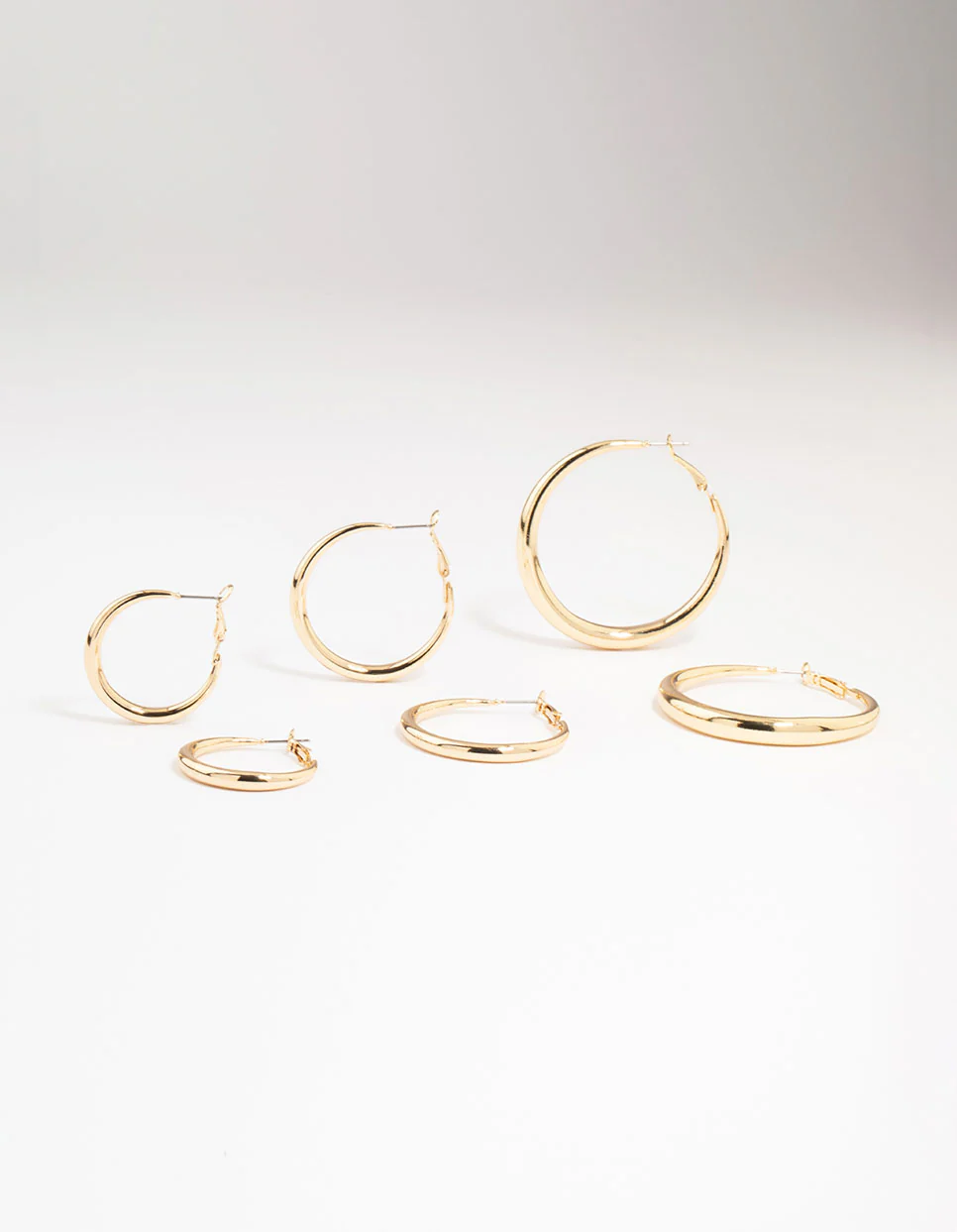 Gold Smooth Huggie Hoop Earrings 3-Pack