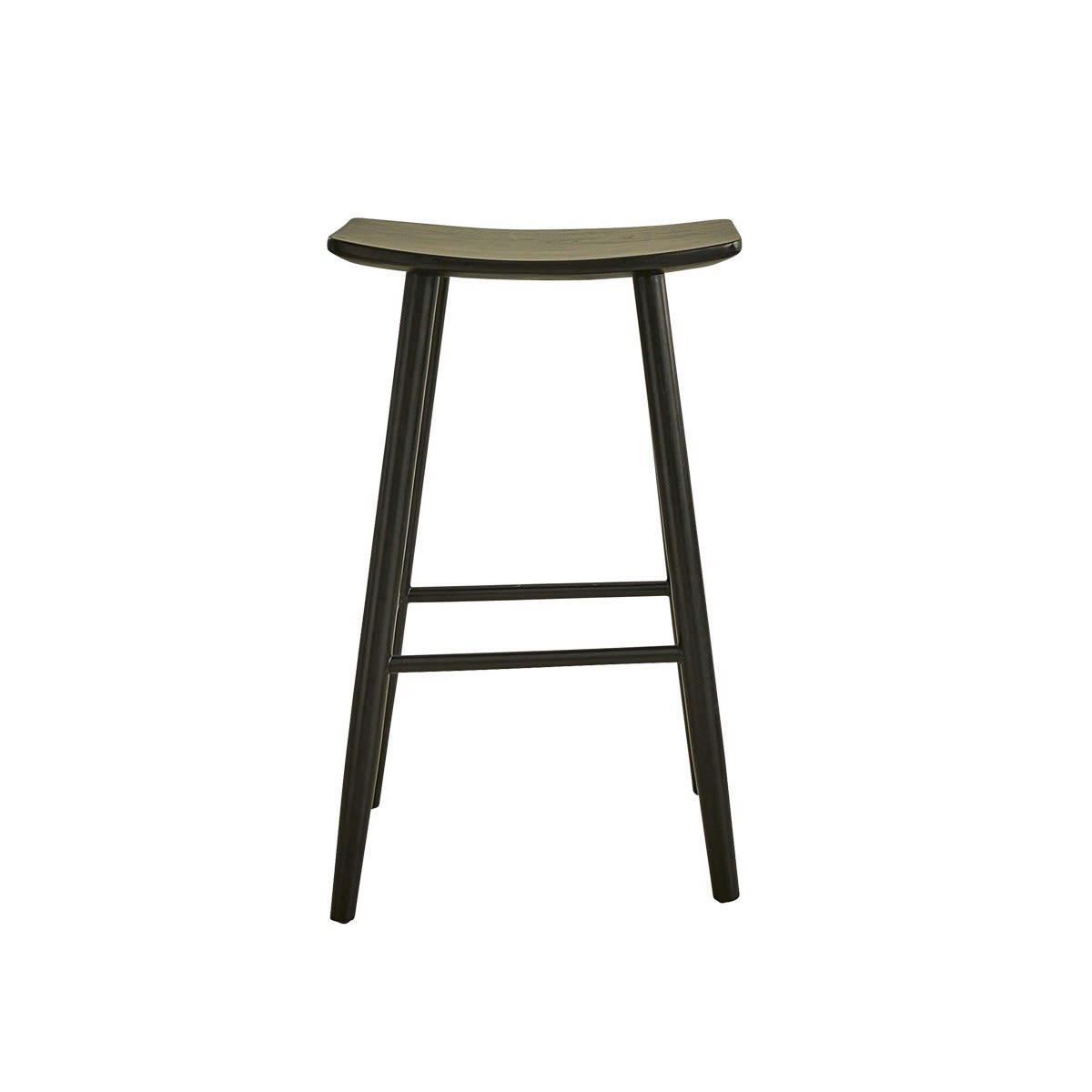 AMBRE - Tabouret en teck massif noir 75 cm