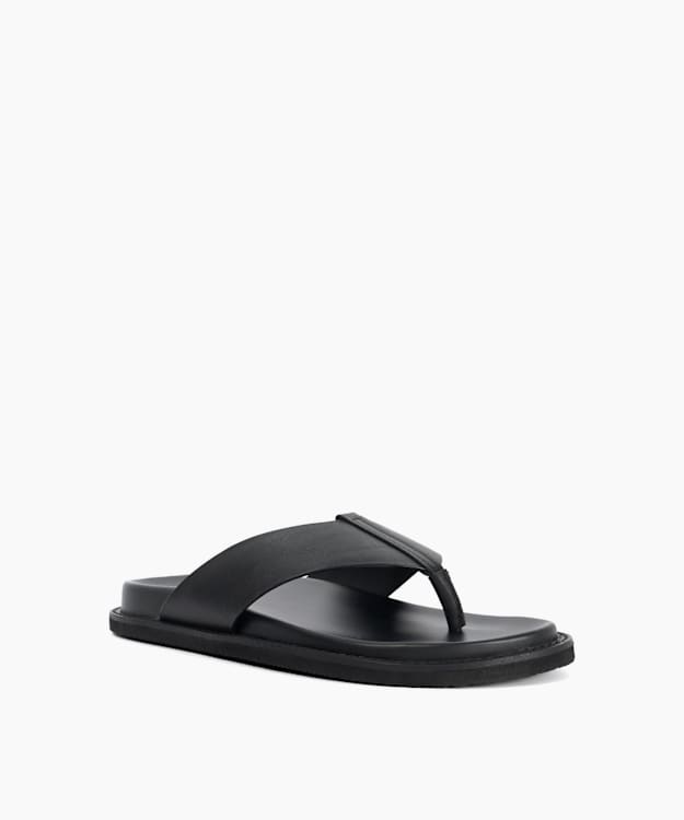Irvin Black - Leather Toe Post Sandals