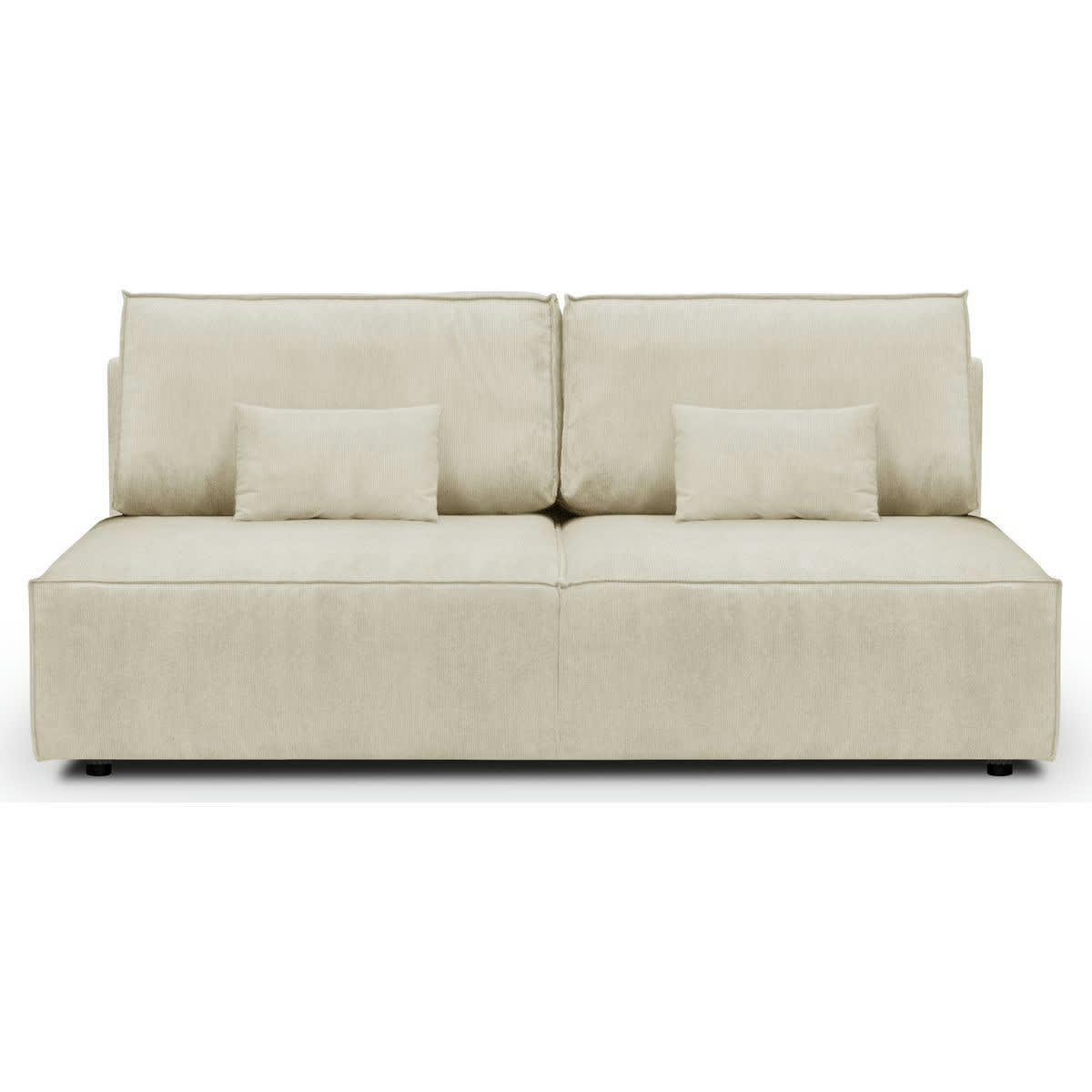 MILLA NEW - Canapé convertible 3 places avec coffre en velours fines côtes beige