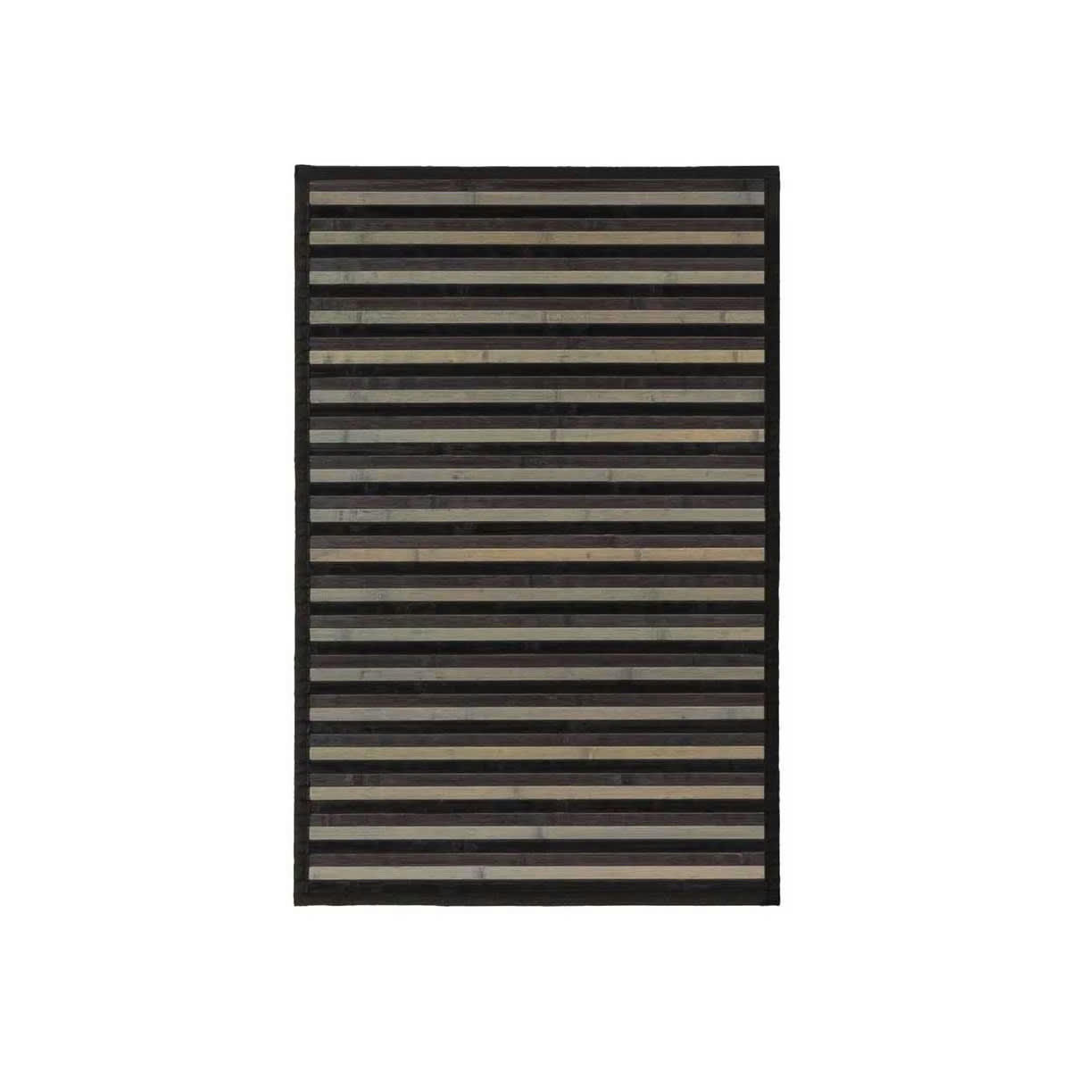 - Tapis descente de lit bambou rayé gris 60x90cm
