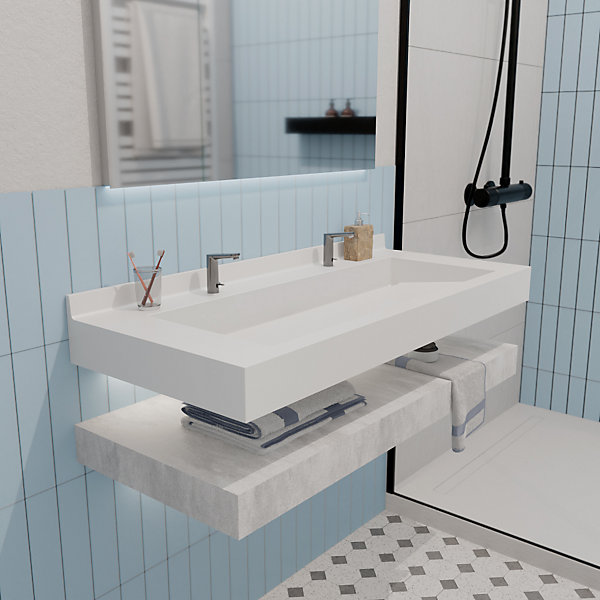 iStone Ultra plan vasque autoportant 1200 x 520 x 100 mm, en Solid Surface, blanc mat (ULTRA-1200)