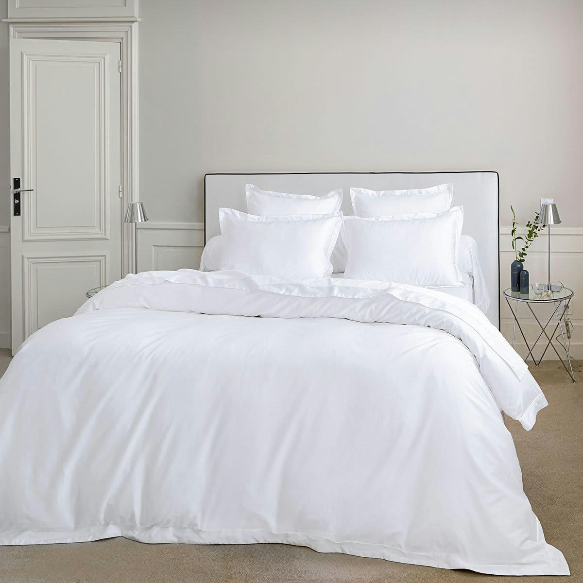 BRETEUIL - Housse de couette satin blanc 140x200 cm