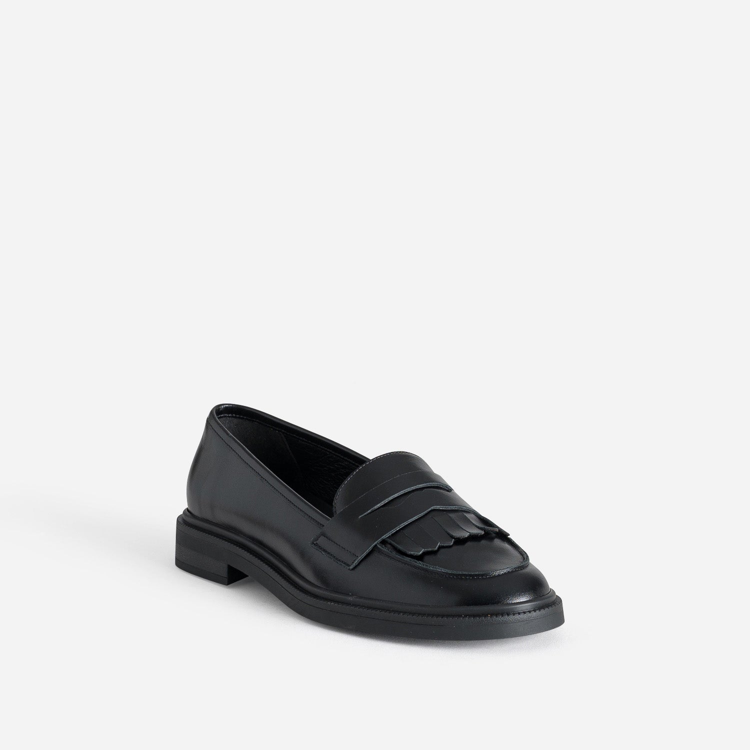 Mocassin ERAM FLEX noir cuir frange