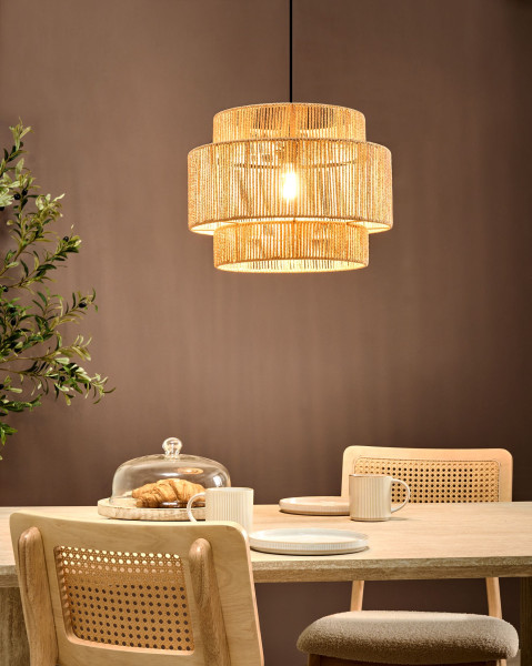 Lampa wisząca pleciona podstawa matowa żyrandol ze sznurków naturalna