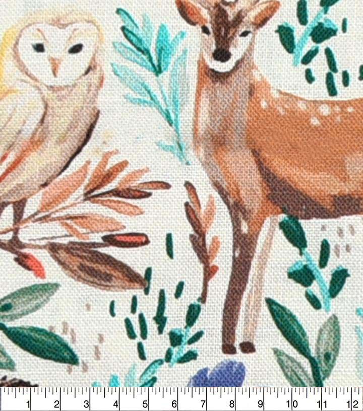 Watercolor Brown Woodland Friends Novelty Cotton Fabric
