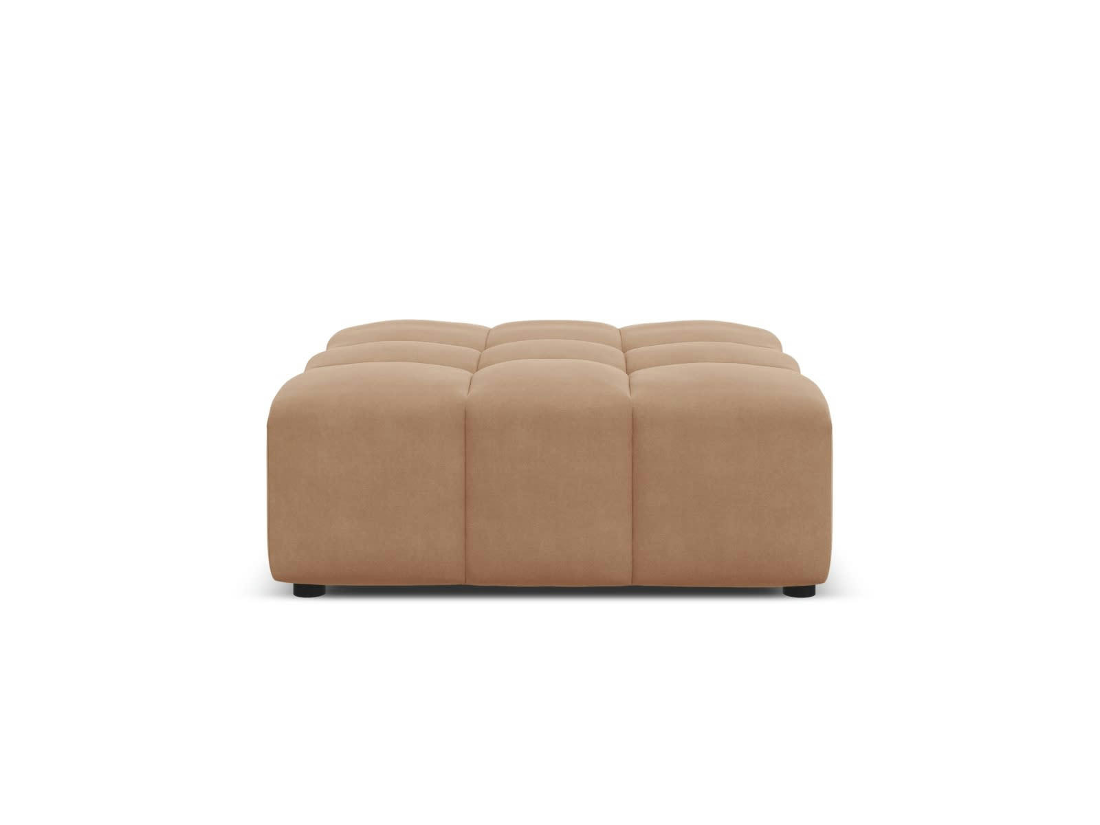LUC - Pouf en tissu velours beige foncé