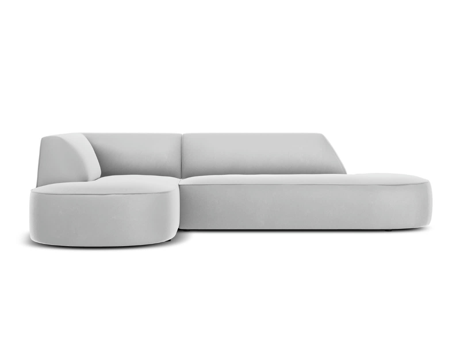 CHARLES - Canapé D'Angle Gauche 4 places en Velours Gris Clair