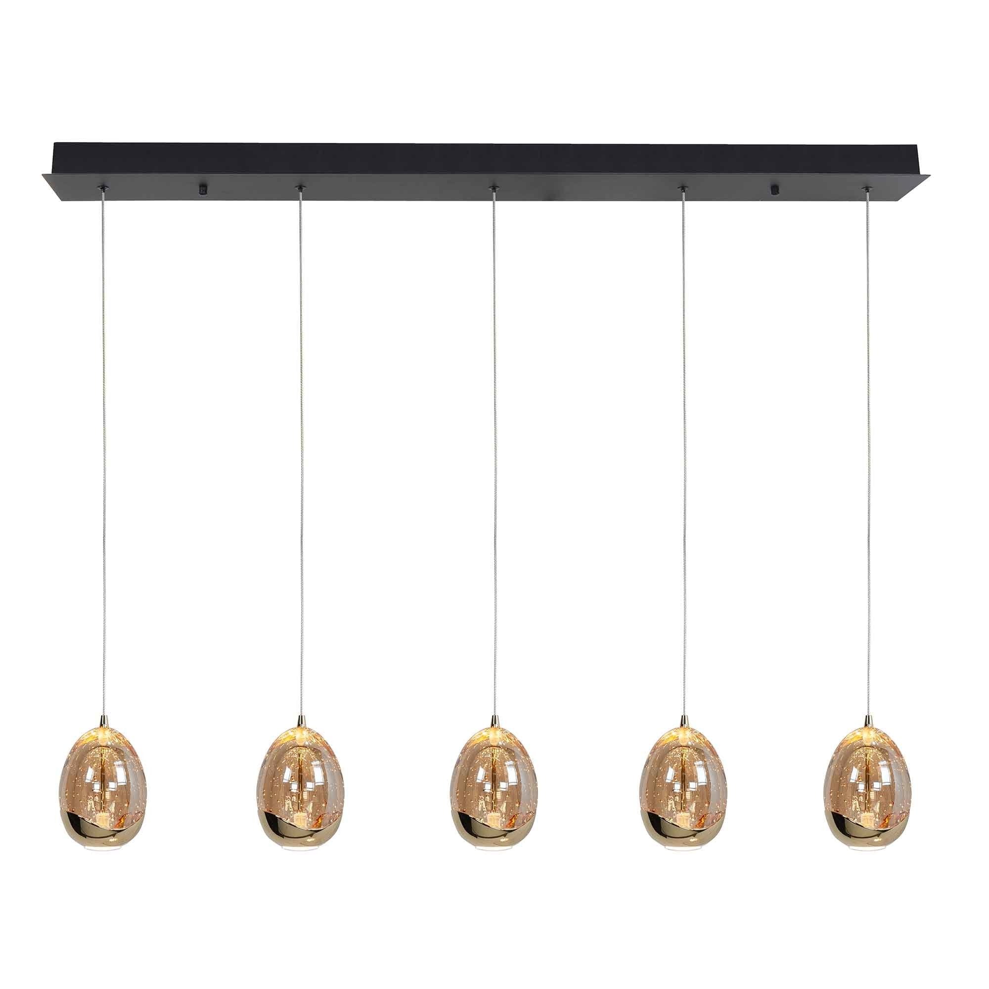 Highlight hanglamp Golden - 5 lichts - 108 x 155  cm - amber zwart