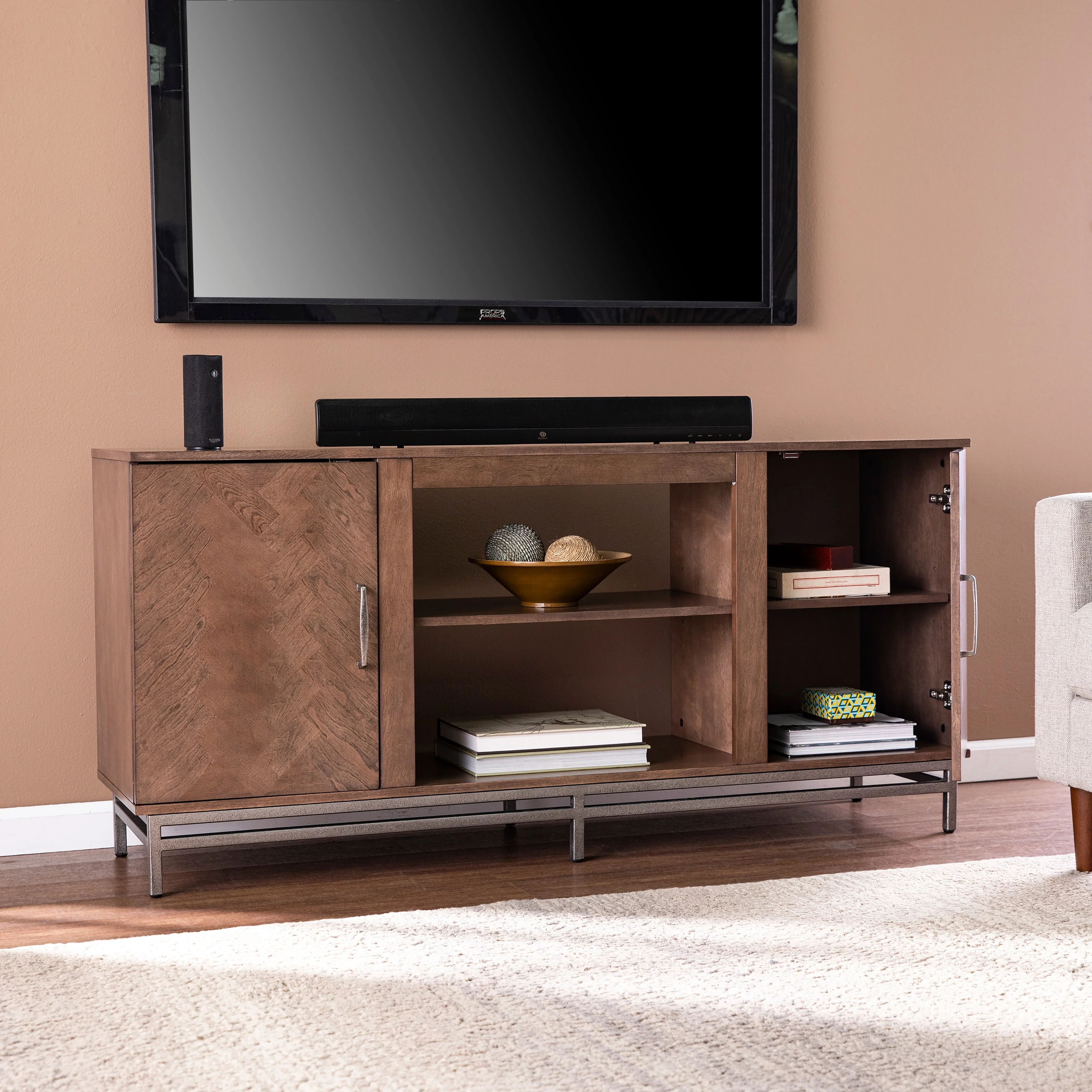 SEI Furniture Dibbonly Media TV Stand w/ Storage for TV's up to 56