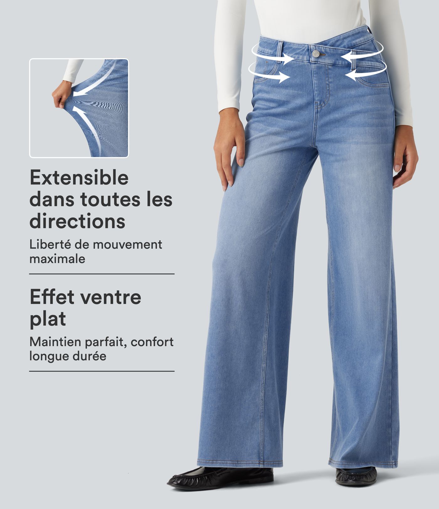 Jean large Halara Flex™ asymétrique taille haute gainant avec poches