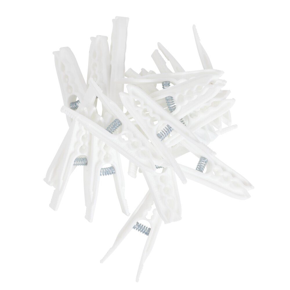 Lot de 18 pinces à linge plastique blanc