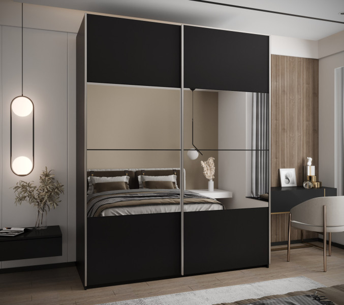 Szafa przesuwna 64 wysoka Lux 4 190 czarny czarny srebrny