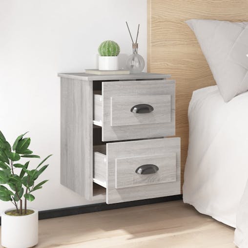 NNEVL Wall-mounted Bedside Cabinets 2 pcs Grey Sonoma 41.5x36x53cm