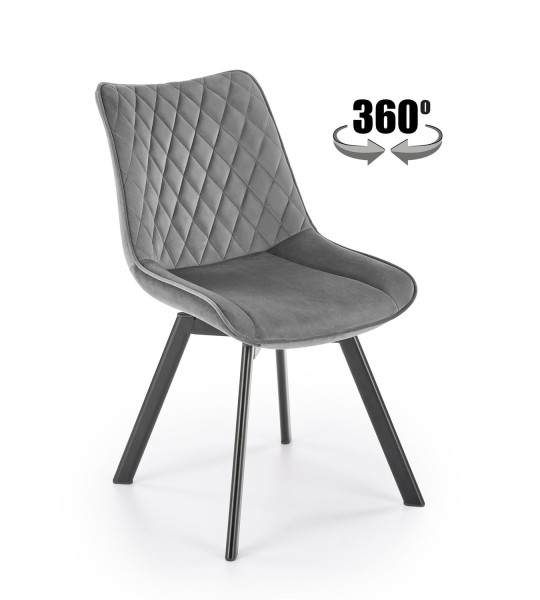 Krzesło tapicerowane K520 VELVET szare obracane