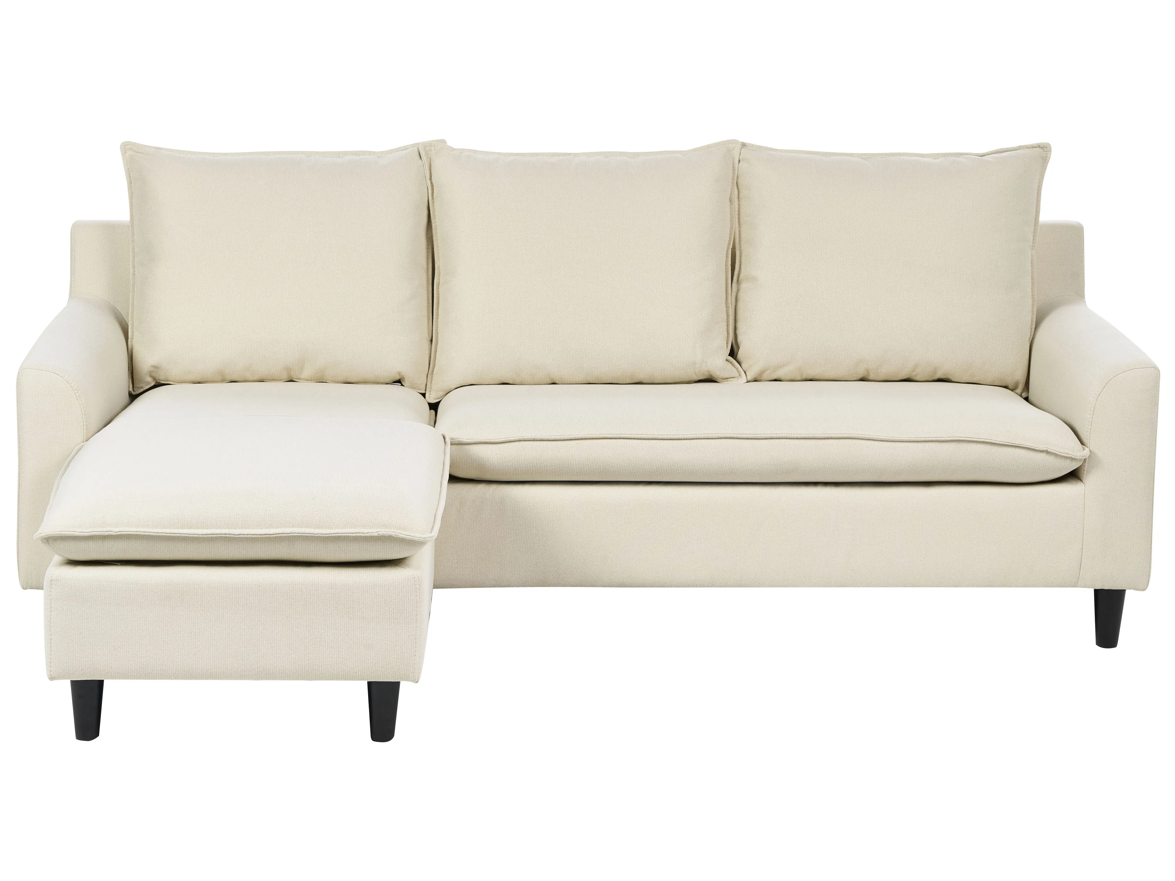 Corner Sofa 3 Seater ELVENES Fabric Light Beige Left Hand