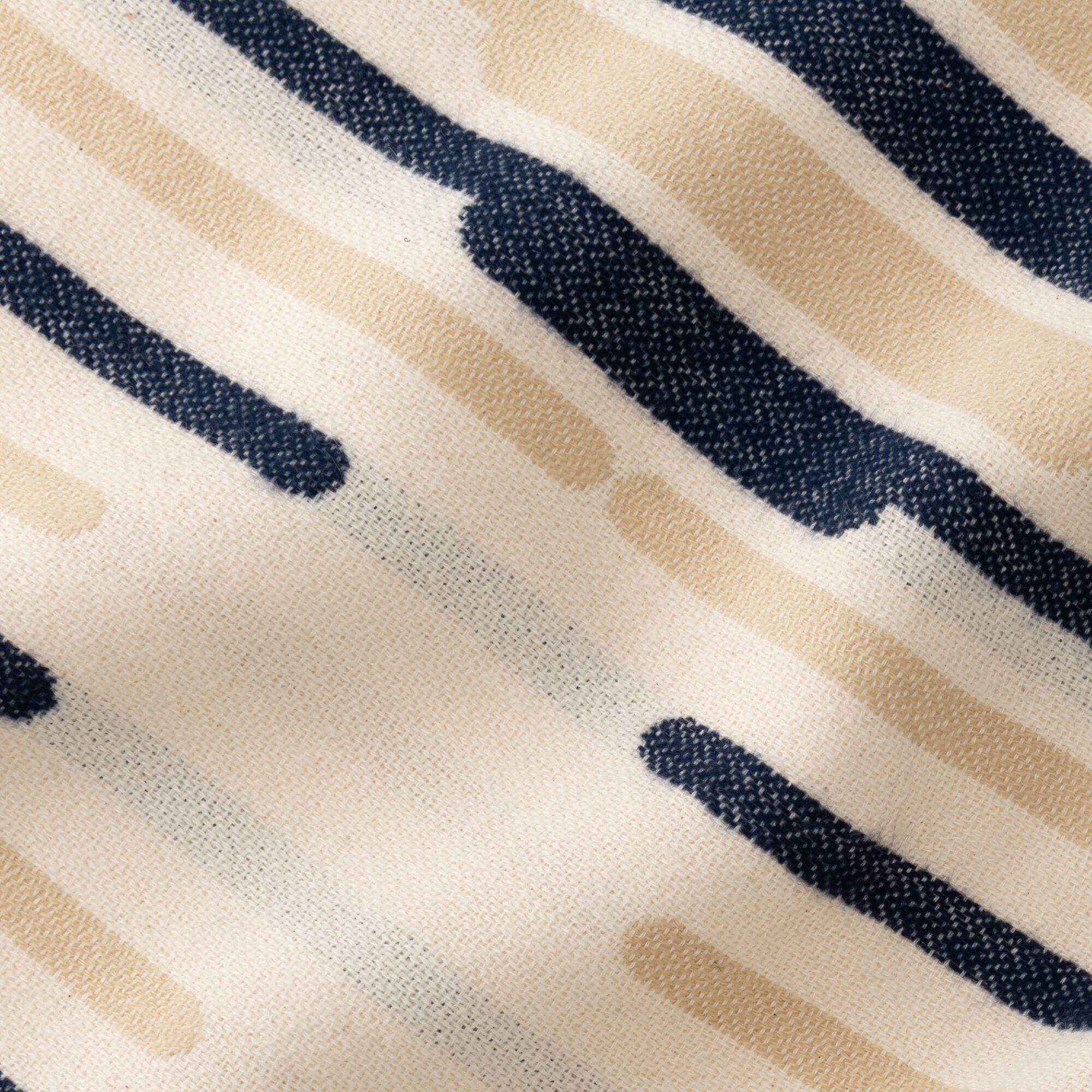 LIANDRO - Plaid en coton à rayures finition franges 127x170cm - bleu