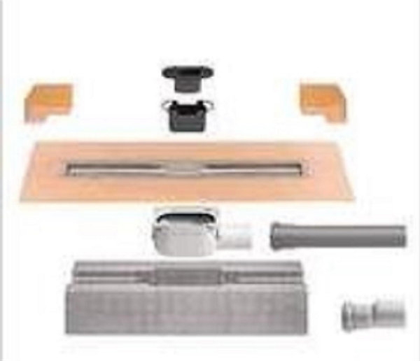 Caniveau pour douche à l'italienne sortie horizontale KERDI-LINE-H - Caniveau inox 90 cm - Sortie horizontale - DN : 40 mm - ha