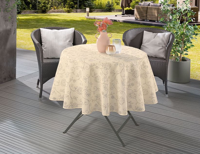 Gartentischdecke Emden Ranke Beige Ø160cm