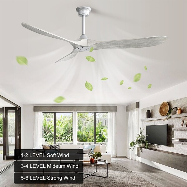 60" Farmhouse Ceiling Fan without Lights, Remote Control and Reversible Motor,6 Wind Speed,Sloped Ceiling Adaptable - N/A
