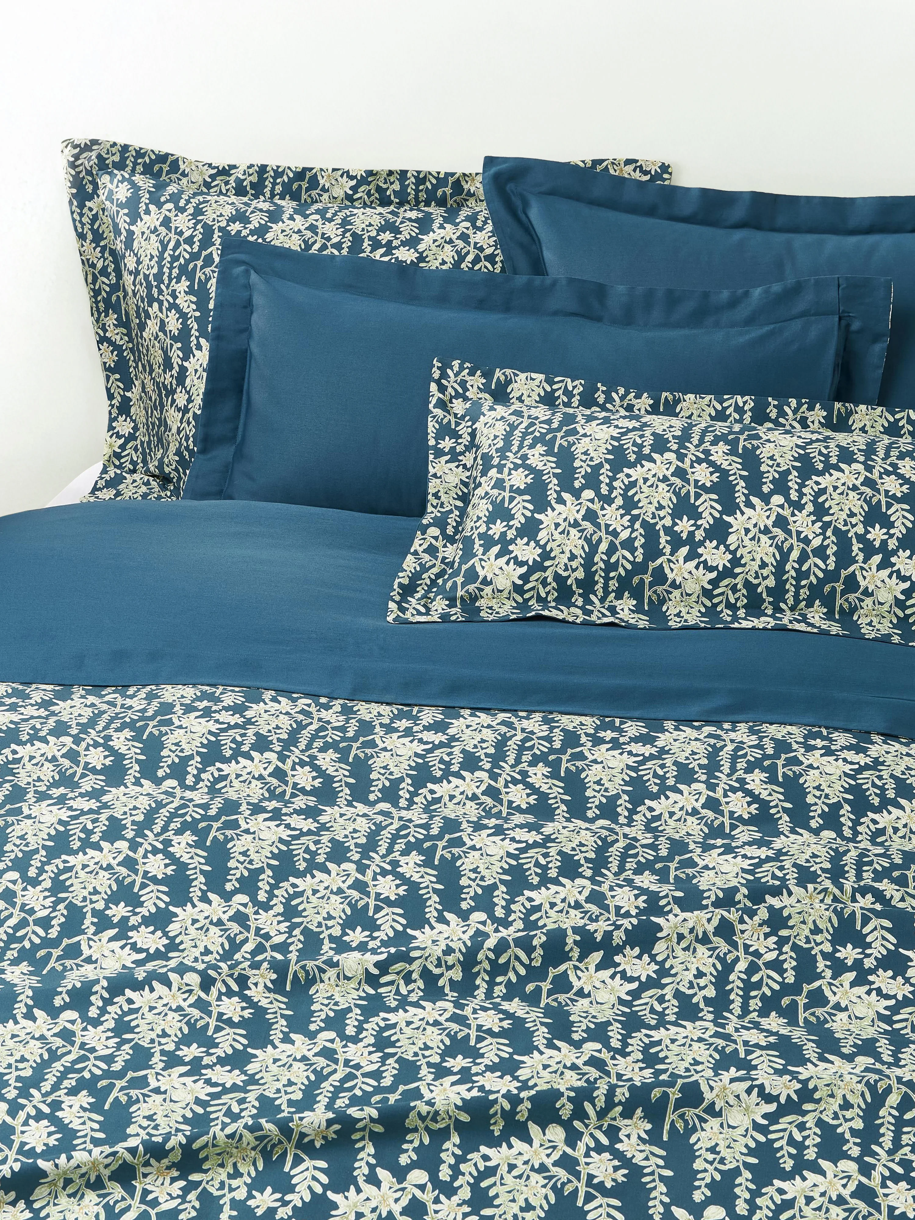 Baumwollsatin-Kopfkissenbezug Leticia mit Blumen-Print