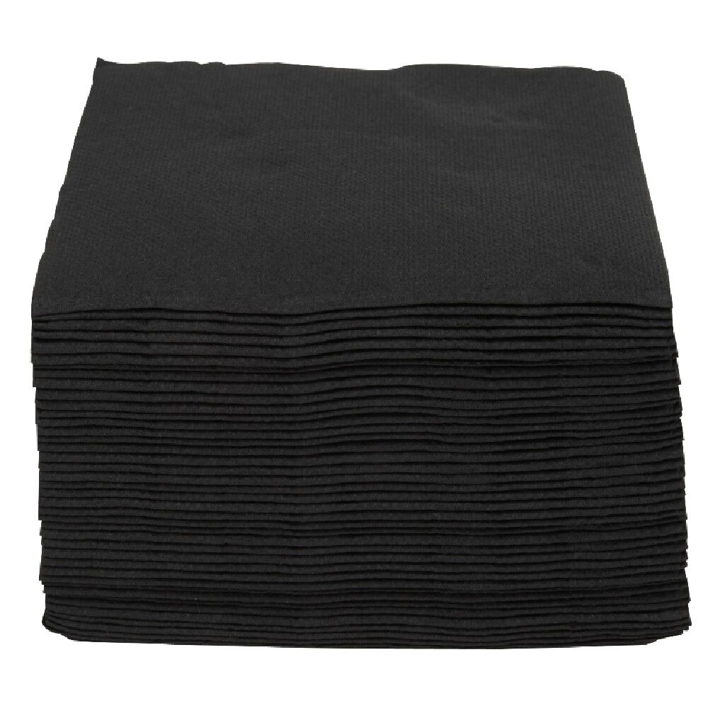 Serviette cocktail carrée noire Tex Touch 2 plis en papier x40
