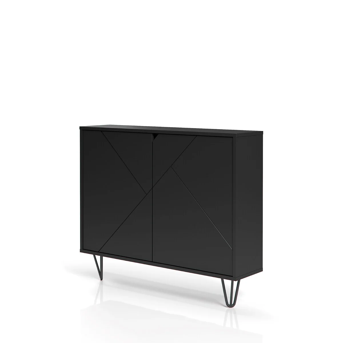 Nexera Slim 2-Door Storage Cabinet, Black