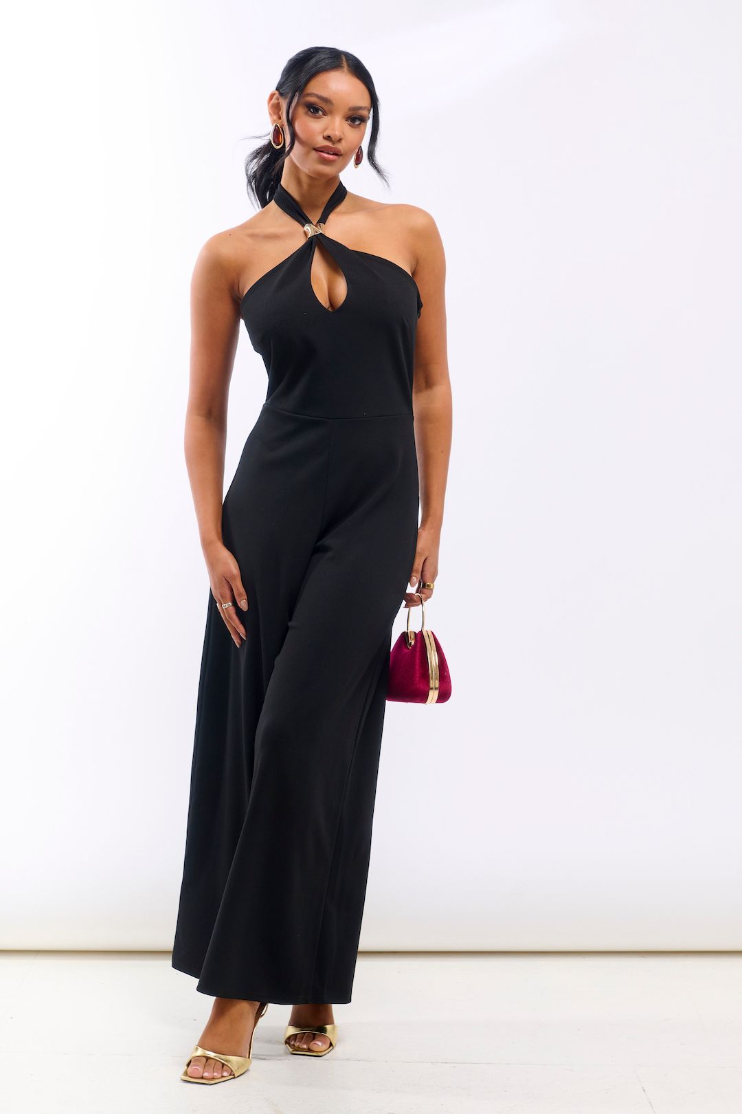Needs No Label Black Hardware Halterneck Jumpsuit