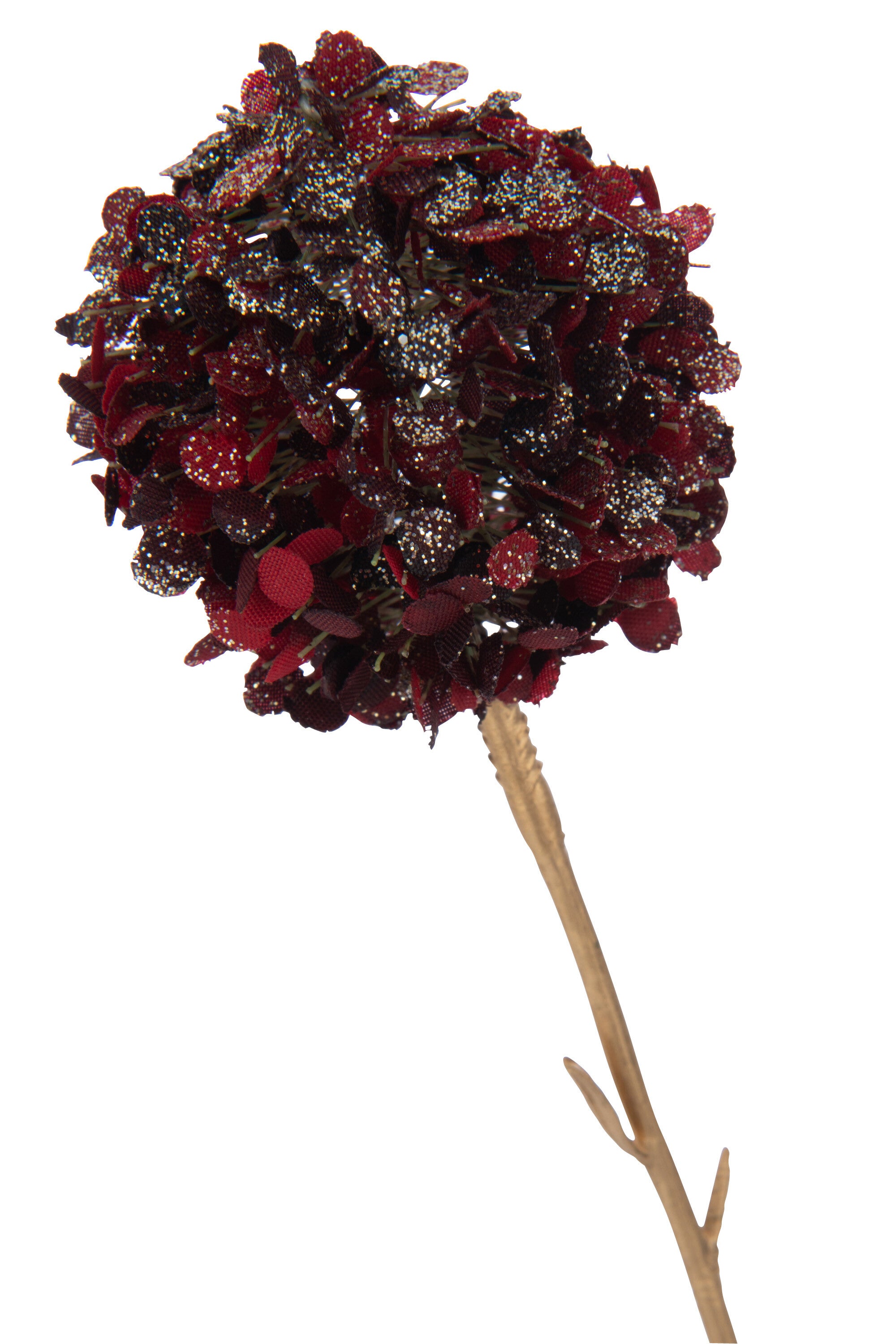 J-Line decoratie Tak 3 Bloemen Pompons - kunststof - rood go