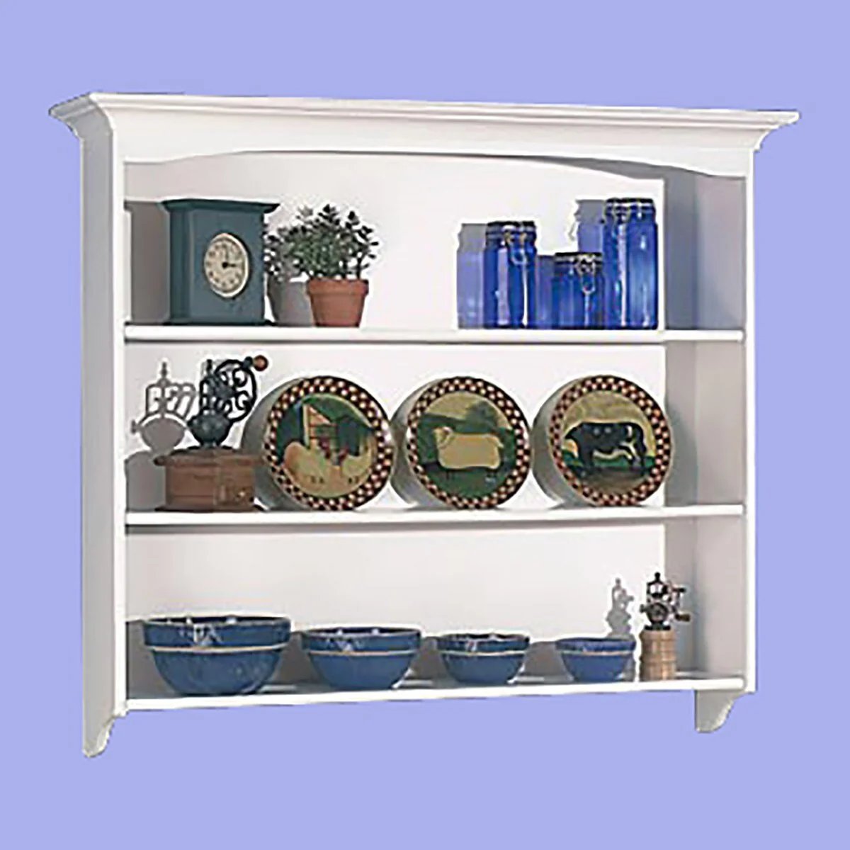 Shaker White Tulipwood Shaker Wall Hutch Tulipwood White 3 shelves