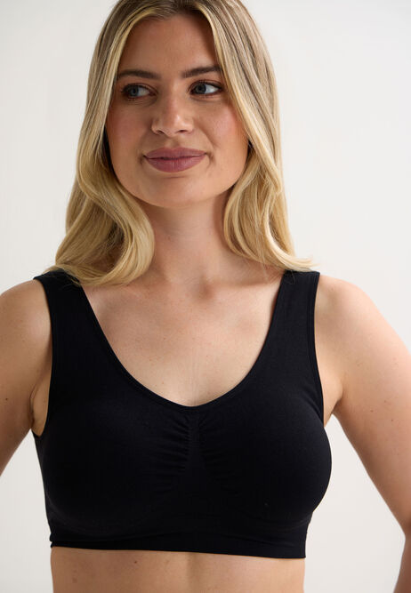 Womens Black Thick Strap Comfort Bra Top