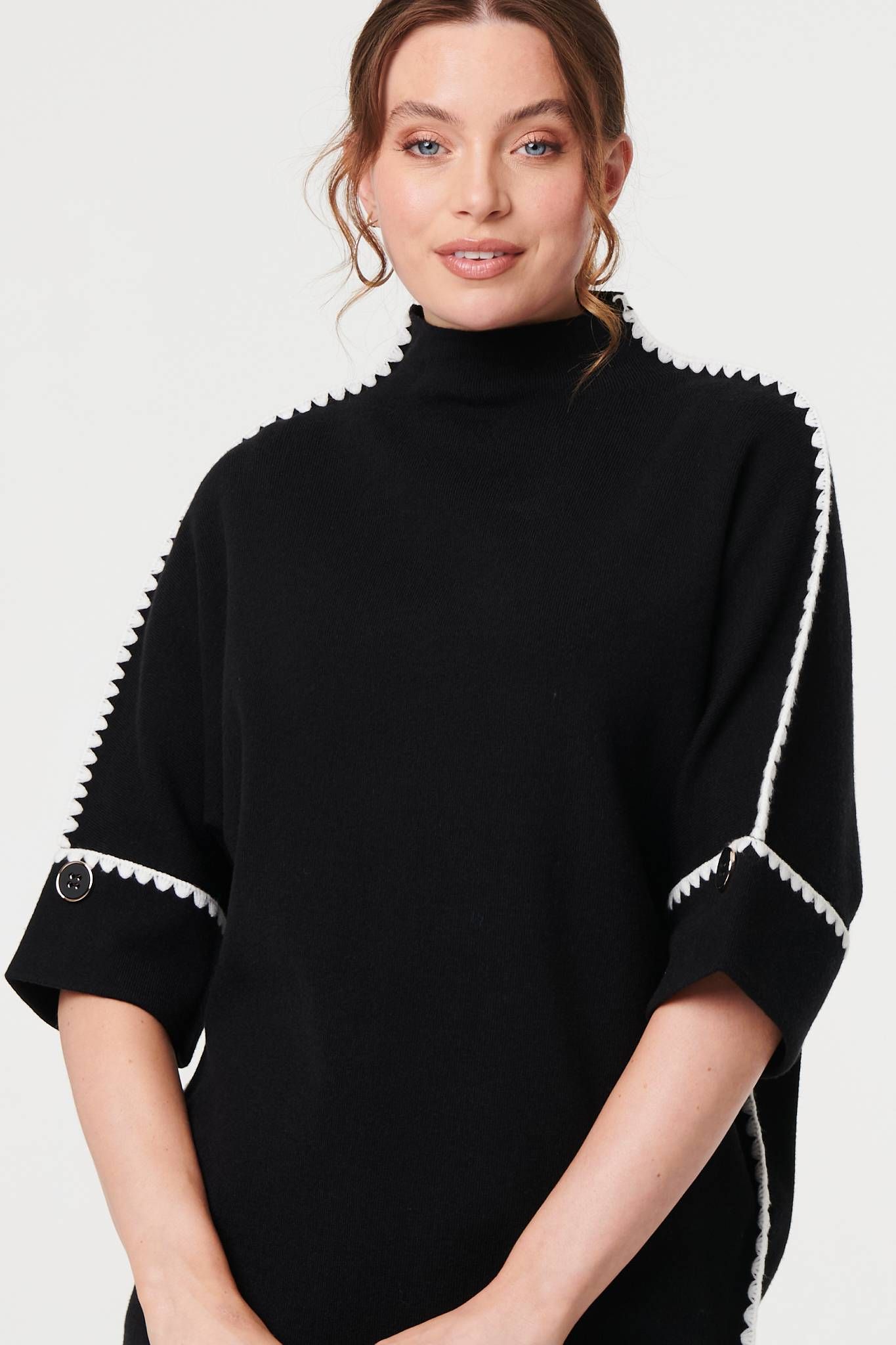 Izabel London Contrast Trim 3/4 Sleeve Jumper
