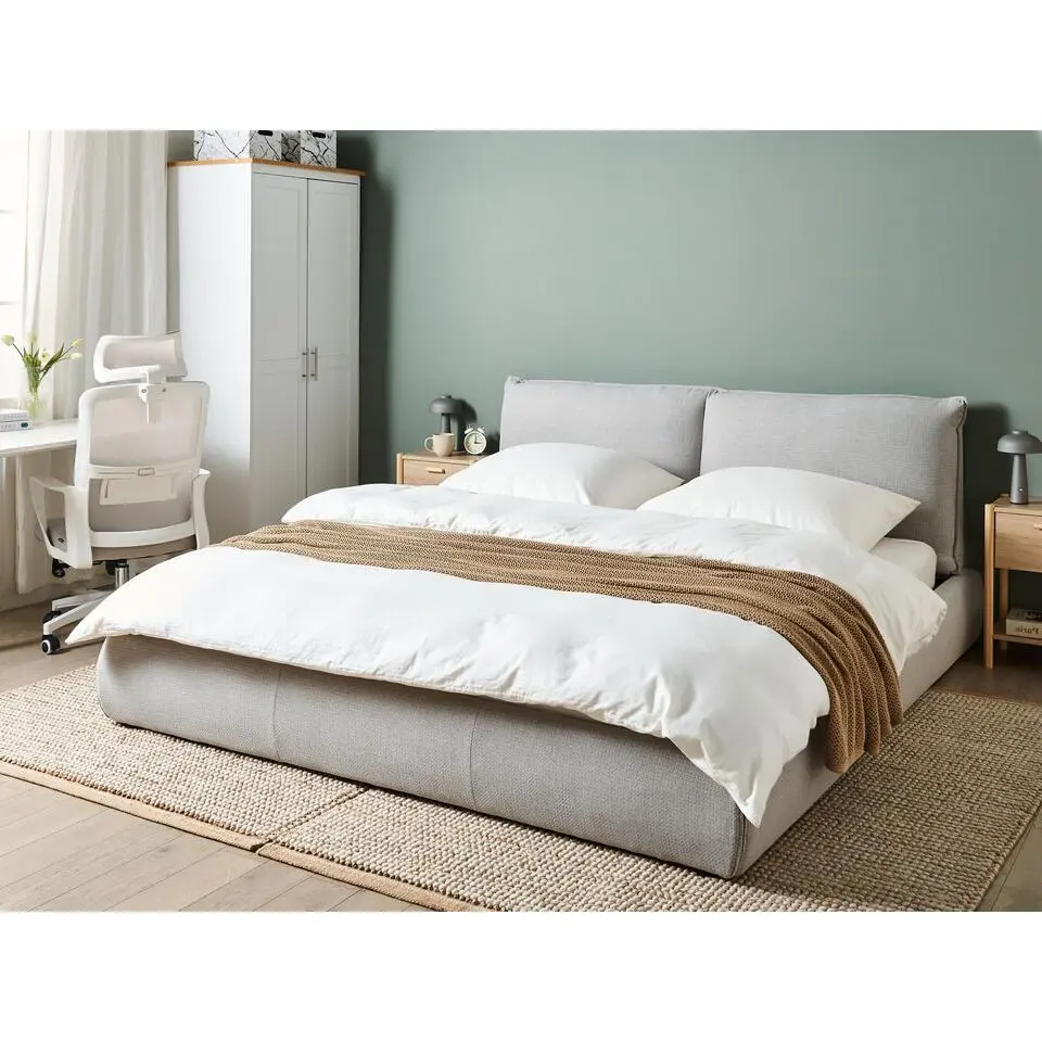 VINAY - Tweepersoonsbed - Grijs - 180 x 200 cm - Polyester