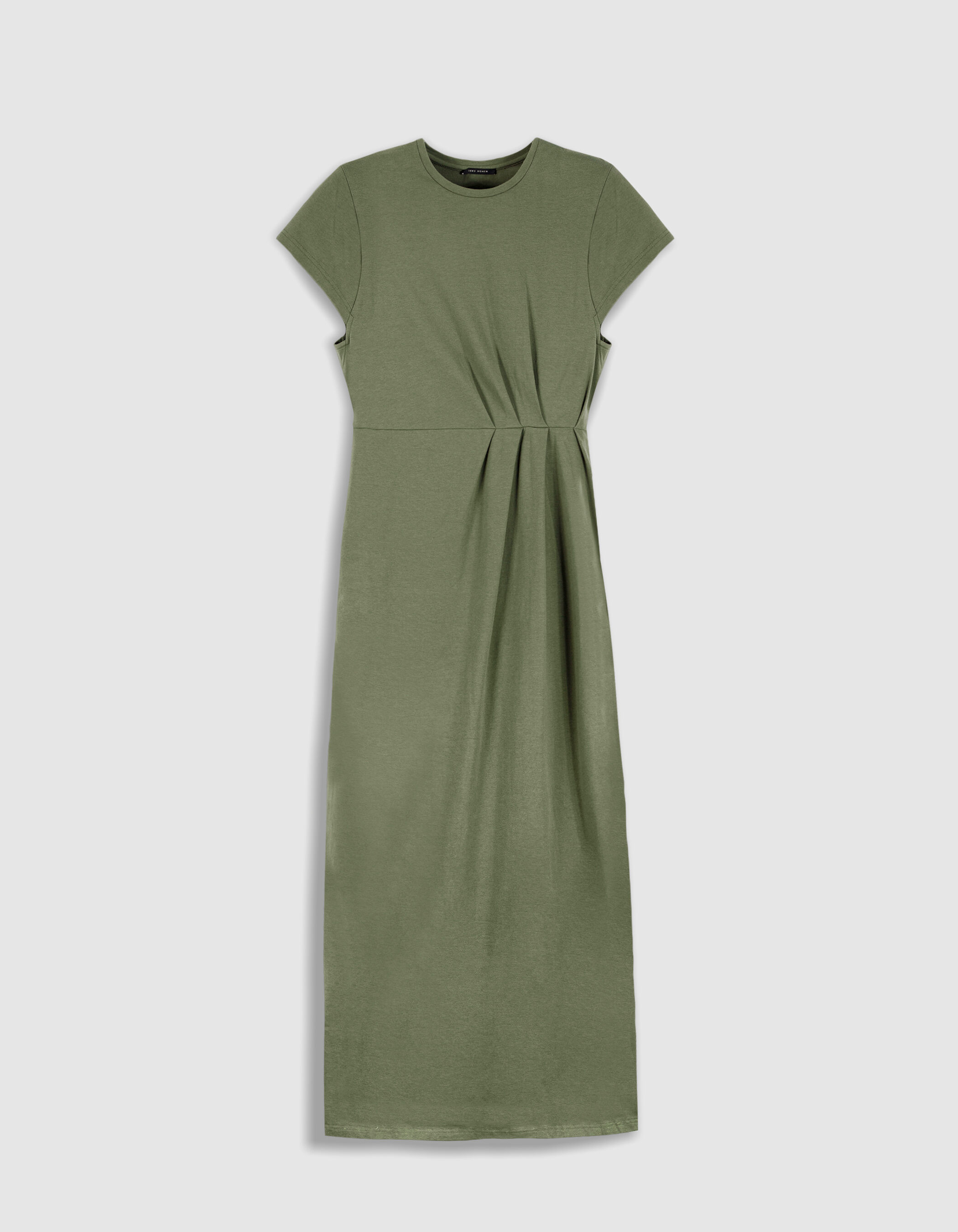 Robe midi kaki ceinture à nouer Femme