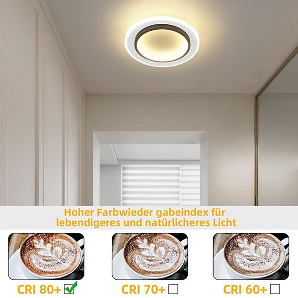 NETTLIFE Plafonnier LED Blanc 14W Rond lampe de couloir 3000K blanc chaud design moderne lampe de couloir plafonnier 23,5cm pour