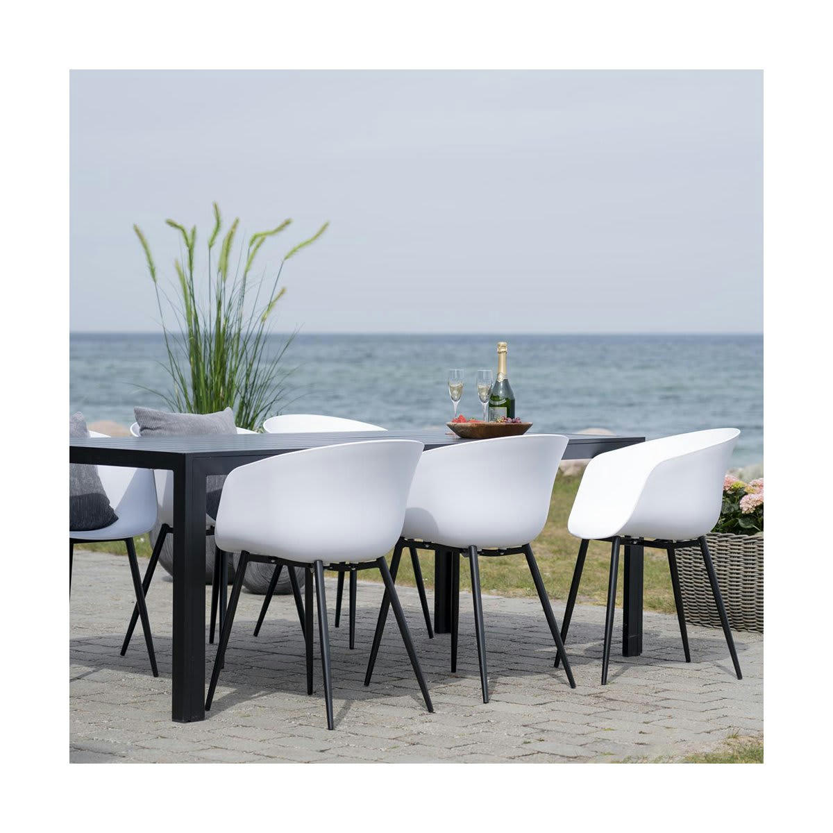 REDA - Chaise moderne intérieure extérieure en plastique blanc