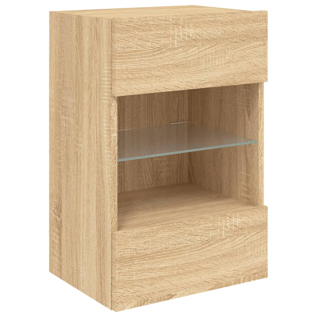Ścienna szafka TV z LED dąb sonoma 40x30x60.5 cm
