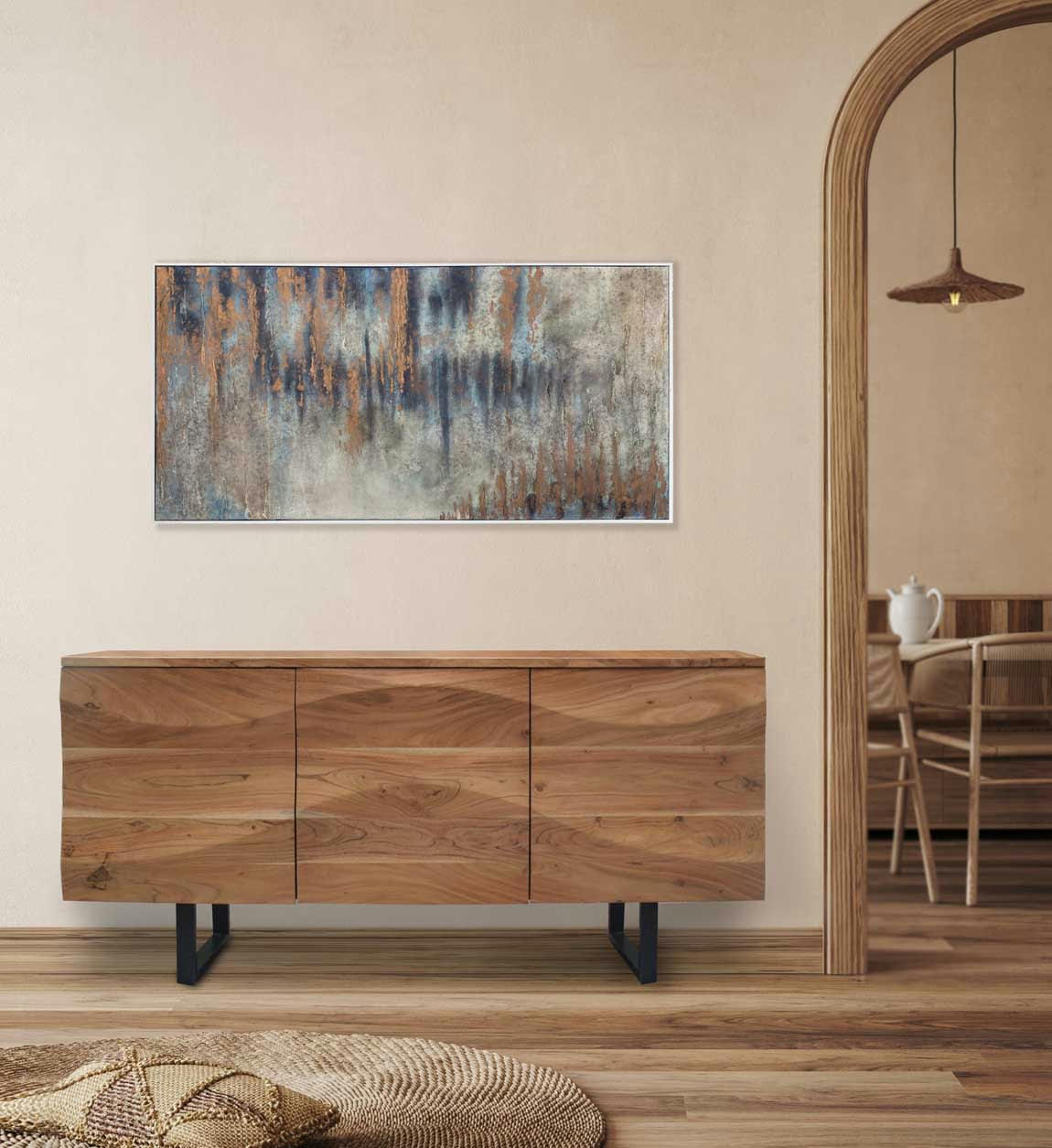 BERNA - Tableau à l'huile en bois cuivre 150x75 cm